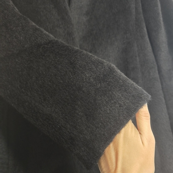 Eileen Fisher Sheared Texture Black Coat suri alpaca and wool blend pockets - Picture 8 of 12